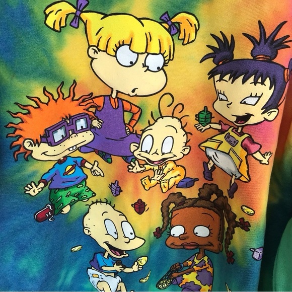 Rugrats TieDyed Sweatshirt Multicolor Family Pictures SzL Juniors - Picture 2 of 5